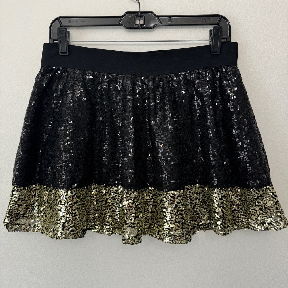 Black & Gold Sequin Skirt Justice Size 18 Girls
